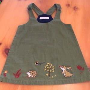 🍁 Fall Dress in Olive Green with Woodland Creature Appliqués 🍁 🐰